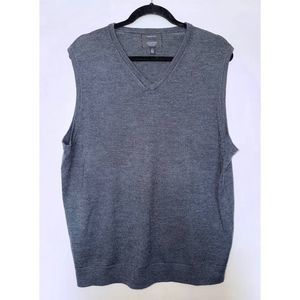 Nordstrom Mens Shop Dark Grey Pullover Vest‎ 100% Merino Wool Size Large